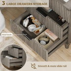 Lulive Wood 3 Drawers Dresser w/Charging Station, Modern Fluted Night Stand - Image 6