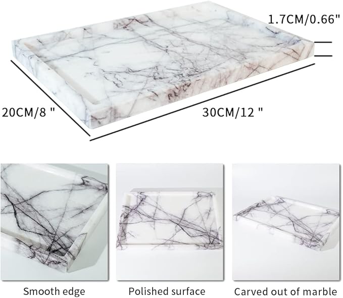 Real Luxurious Vanity Tray Natural Genuine Marble Storage Tray - Image 3