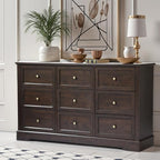 LOUVIXA Farmhouse Dresser 9 Drawer, Bedroom Chest of Drawers, Dressers with 9 Drawers, Wooden Dressers for Bedroom, Living Room, Tv Stand, Entryway(Vintage Brown) - Image 7