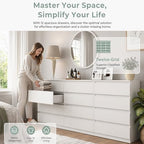 Spaco White 12 Drawer Dresser for Bedroom,Modern Long Deep Drawer Dresser,Wood Storage Chest of Drawer, Storage Organizer Drawers for Living Room - Image 3