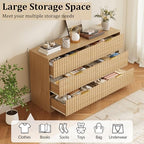 6 Drawer Dresser and Nightstand Sets for Bedroom, Modern Fluted 3 Pcs Bedroom Dresser Furniture Sets, Wood Chest of Drawers and Nightstand Set of 2 with Metal Handles, Natural Oak - Image 4