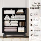 BORNOON 39" Tall Dresser for Bedroom, 4-Drawer Fluted Chest of Drawers, Modern Wood Highboy with Deep Storage, Metal Slides & Handles, Anti-Tip Kit, Vertical Clothes Organizer for Apartment, Nursery - Image 4