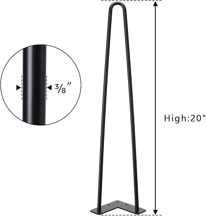 SMARTSTANDARD 20 Inch Heavy Duty Hairpin Furniture Legs, Metal Home DIY Projects - Image 8