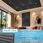 Art3d 12-Pack Acoustic Wood Slat Panel & Ceiling Tile, 2 x 2 ft, Blackwood - Image 5