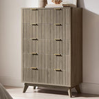 T4TREAM 48" Tall Fluted 5 Drawer Dresser for Bedroom, Grey Alder - Image 3