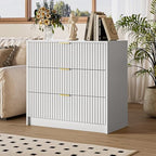 MAISONARIA White Fluted Dresser for Bedroom, 32 Inch Wide Nightstand with Large Drawer, 3 Drawer End Table for Bedroom, Living Rooms, Offices, and Entryways - Image 6