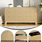 HUANLEGO Fluted Dresser for Bedroom with 9 Drawers, Oak - Image 6