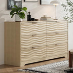 MALOL 6 Drawer Dresser for Bedroom,55" Wide Large Wooden Storage Organizer Chest of Drawers,Modern Wooden Closet Storage Chest/TV Stand with Metal Handles,for Living Room,Hallway,Entryway,NaturalWood by MALOL