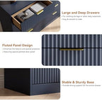 Blue Fluted Dresser Bedroom with 8 Drawer,55” Wide White Double Drawer Dresser Modern Chest of Drawers with Gold Handles,Wood TV Stand for Bedroom,Living Room (Blue, 8 Drawer Dresser) - Image 6