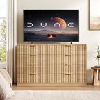 47.2" Wide Fluted 8 Drawer Dresser for Bedroom, Natural - Image 7