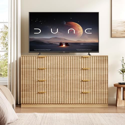47.2" Wide Fluted 8 Drawer Dresser for Bedroom, Natural - Image 7