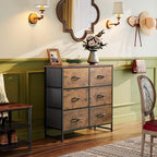 WLIVE Dresser for Bedroom with 6 Drawers, Rustic Brown Wood Grain Print - Image 2