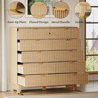 BORNOON 46" Tall Dresser for Bedroom, 10-Drawer Fluted Chest of Drawers, Modern Wood Highboy with Metal Slides and Handles, Anti-Tip Kit, Vertical Clothes Storage Organizer for Apartment, Closet - Image 4
