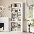 Rresyet Bookcase and Bookshelves, 28" W Tall Bookshelf, White by ReinventingtheGoodinLife