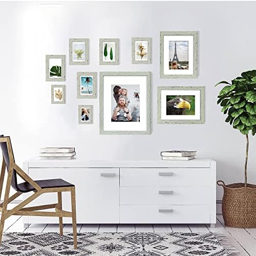 Hongkee 5x7 Picture Frame Set of 4, Made of Real Glass and Sage Green Wooden Frame, 5 by 7 Photo for Wall or Tabletop - Display Picture 4x6 with Mat or 5x7 Without Mat - Image 4