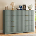 Fluted 8 Drawers Dresser for Bedroom, 55" Wide Wood Dressers, Green by METOTI
