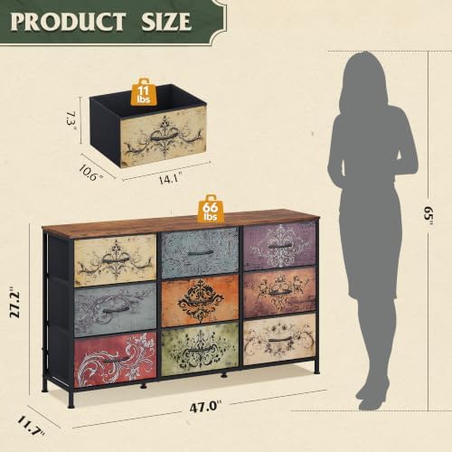 WLIVE Dresser TV Stand for 55 Inch TV, 9 Drawer Dresser for Bedroom - Image 3
