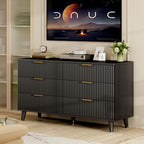 Wood Tall 6 Drawers Dresser, 53.2" W Fluted Modern Dressers for Bedroom - Image 5