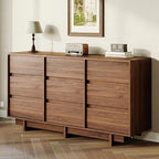 HOUROM Walnut Dresser for Bedroom, 59in Modern 9 Drawer Chest of Drawers - Image 7