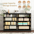8 Drawer Fluted Dresser with Deep Drawers for Bedroom, Black丨55 Wide Modern Double Dresser, Wooden Chest of Dressers for Closet, Living Room Hallway and Entryway - Image 3