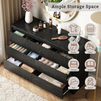LYNSOM Black Fluted 7 Drawer Dresser for Bedroom, Curved Edge, 50" Wide - Image 4