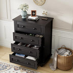 4 Drawer Dresser for Bedroom, 35'' Tall Storage Chest of Drawers, Black - Image 4