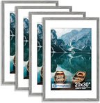 Hongkee 20x30 Frame Set of 4, 20 x 30 Grey Wood Style(Mat 16x24) by Hongkee