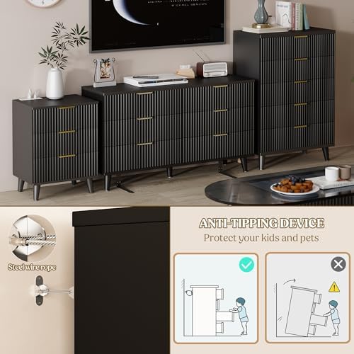 Modern Dresser and Nightstand Sets 3-Piece, 2 Nightstands 6-Drawer Dresser - Image 4