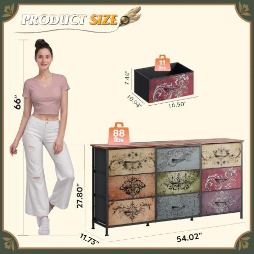 WLIVE Dresser TV Stand for 65 Inch TV, 9 Drawer Dresser for Bedroom - Image 3