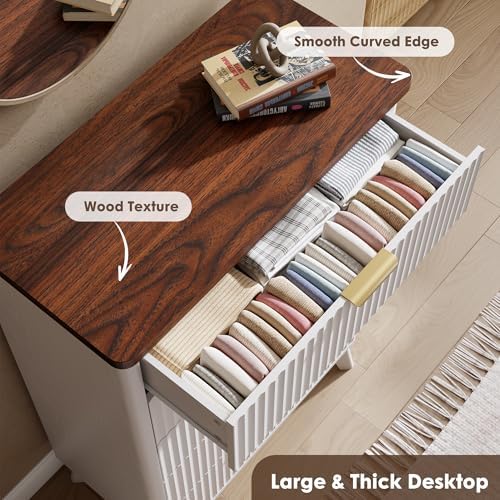 GarveeHome Fluted Dresser for Bedroom with 5 Deep Drawers, White - Image 6