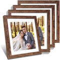 Hongkee 12x12 Picture Frame Set of 4 - Made of Glass and Rustic Brown Wooden Frame, Display Square Pictures 10x10 with Mat or 12 x 12 without Mat, Desktop & Wall Collage Photo Frame by Hongkee