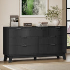 BORNOON 57" Long Dresser for Bedroom, 7-Drawer Fluted Chest, Wide Wood Storage Dresser with Metal Slides and Handles, Stable Base, Modern Clothes Organizer for Primary Suite, Guest Room, Nursery by BORNOON