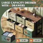 WLIVE Dresser for Bedroom with 6 Fabric Drawers, Floral Painted - Image 4