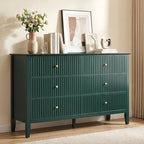 RoyalCraft 6 Drawer Dresser, Fluted Modern Wood Chest of Drawers, Long Dresser for Bedroom TV Stand Storage Cabinet for Living Room, Green by Bringyoubetterlife