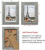 Hongkee 4x6 Picture Frame Set of 4, Made of Real Glass and Grey Wooden Frame, 4 by 6 Photo for Wall or Tabletop - Display Picture 3.5x5 with Mat or 4x6 Without Mat - Image 2