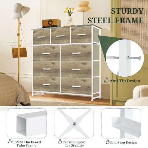 9-Drawer Dresser for Bedroom, Anti-Tip Tall Storage Organizer - Image 4