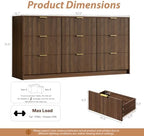 MAISONARIA 9 Drawer Dresser for Bedroom, 63" Wide Modern Fluted Dresser with Gold Metal Handles, Chest of Drawers for Bedroom, Living Room, Entryway, Hallway, Walnut - Image 2