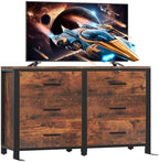 Rustic Brown Dresser for Bedroom, Wide Wood Dressers Furniture with 6 Wooden Drawer and Metal Frame, TV Stand with Deep Drawer (Rustic Brown) - Image 4