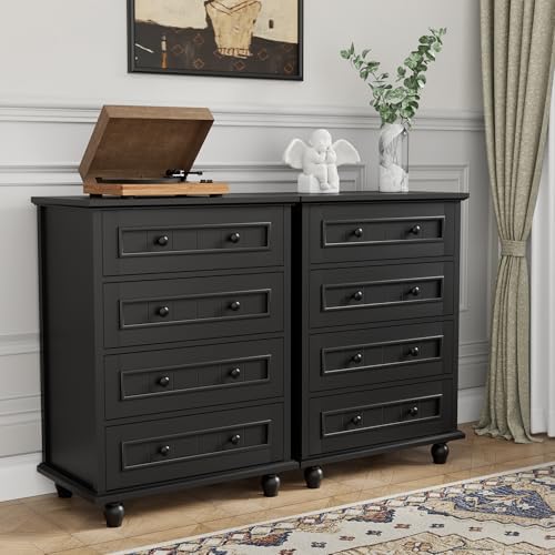 4 Drawer Dresser for Bedroom, 35'' Tall Storage Chest of Drawers, Black - Image 7