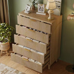 Wood Tall 5 Drawers Dresser, 27.6" W Fluted Modern Dressers for Bedroom - Image 3