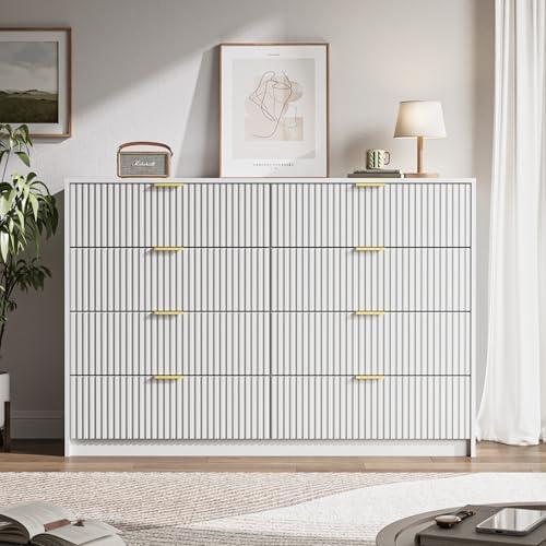 MAISONARIA White Dresser for Bedroom, 8 Drawer Double Dresser, Modern Chest of Drawers for Bedroom, Living Room, Entryway and Closet, 55" L x 15.7" D x 37.4" H - Image 7