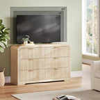 LINSY HOME 6-Drawer Fluted Dresser for Bedroom, Light Oak, Mid Century - Image 6