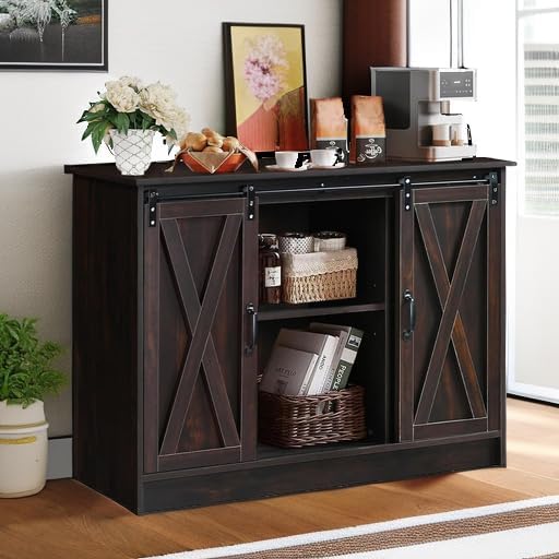 4 EVER WINNER 42" Farmhouse Coffee Bar Cabinet, Buffet Cabinet - Image 5