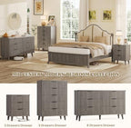 3 Drawers Nightstands Set of 2 w/Charging Station, Modern Fluted Dresser - Image 6