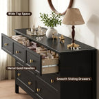 CARPETNAL 55" Black Dresser for Bedroom with 7 Drawers & Modern Gold Handle - Image 5