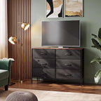 WLIVE Dresser for Bedroom with 6 Fabric Drawers, Black and Rustic Brown - Image 2
