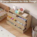BORNOON Dresser for Bedroom with 6 Drawers, Fluted Chest of Drawers with Round Curved Corner, Hidden Handles, Modern Wood Storage Organizer for Bedroom, Nursery, Living Room - Image 3