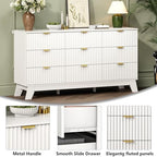Wodeer 9 Drawer Fluted Dresser for Bedroom, Mid Century Modern Dresser with 9 Drawers, Dressers & Chests of Drawers with Metal Handle, TV Stand & Storage Organizer for Entryway, Hallway, White - Image 5