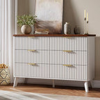 GarveeHome Fluted Dresser for Bedroom with 6 Deep Drawers, White by GarveeHome