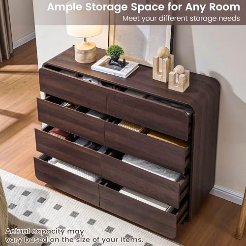 Standifurno Modern 8 Drawer Dresser, 47- Inch Wood Chest of Drawers with Large Storage, Walnut Dresser Closet for Bedroom, Living Room, Nursery. - Image 4